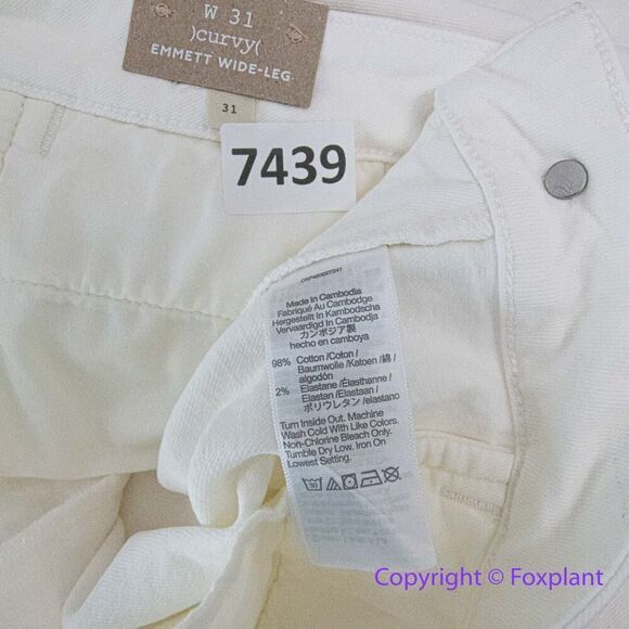 New! Madewell The Curvy‎ Emmett Wide-Leg Jean in Tile White , size 31 - Picture 14 of 15